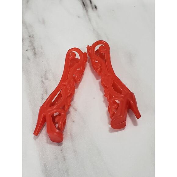 Red Filigree Over The Calf‎ Boots Fits Barbie Fashion Doll gladiator fairy red - Picture 1 of 3